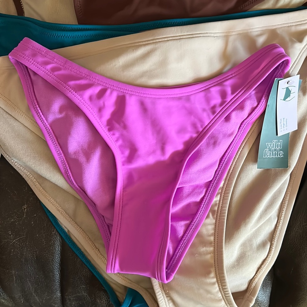 Women’s Scoop Front High Waisted High Leg Cheeky Bikini Bottoms Size XXS (00)